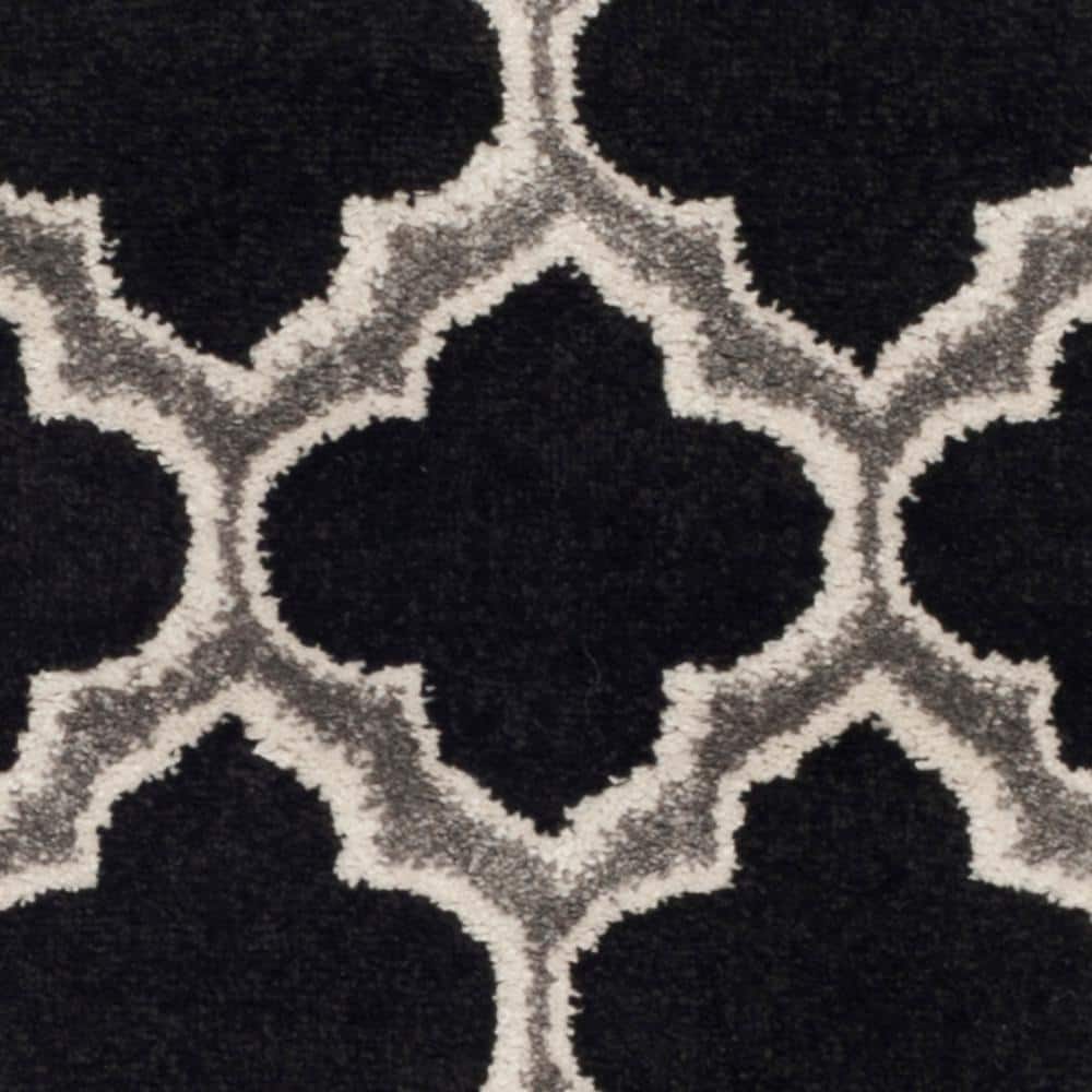 Anthracite/Ivory Geometric 2'3" X 7' Synthetic Easy-Care Runner Rug