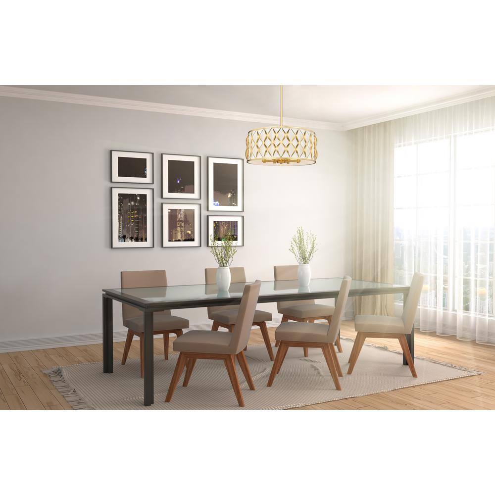 Modern Gold Drum 8-Light Indoor/Outdoor Pendant