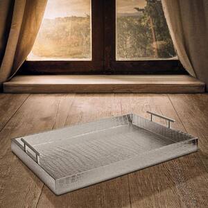 19 in. x 3 in. x 14 in. Alligator Silver MDF Rectangle Serving Tray with Handles