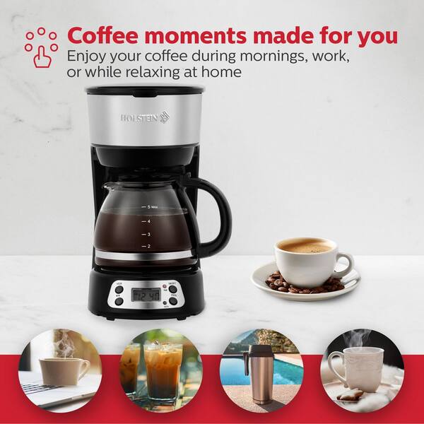 HOLSTEIN HOUSEWARES Everyday 5- Cup Programmable Black Drip HOLSTEIN HOUSEWARES Everyday 5- Cup Programmable Black Drip