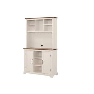 Bainport Ivory Wood Buffet Table with Haze Top (42 in. W x 72 in. H)