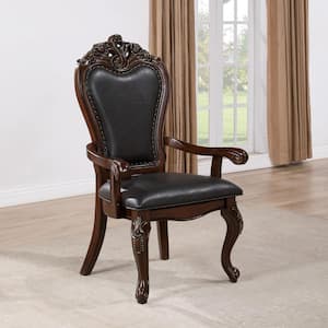 Divino Grand Cherry Leatherette Upholstered Dining Chair with Arms Set of 2