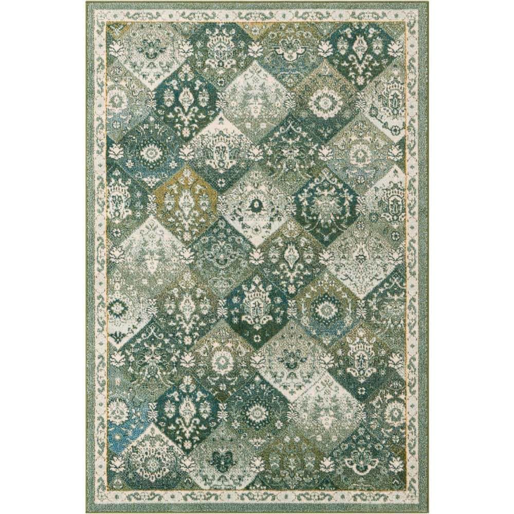 Unique Loom Penrose Blake Green 5 ft. 3 in. x 7 ft. 7 in. Area Rug