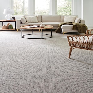 Smooth Summer Whisper Gray 37 oz. Polyester Pattern Installed Carpet