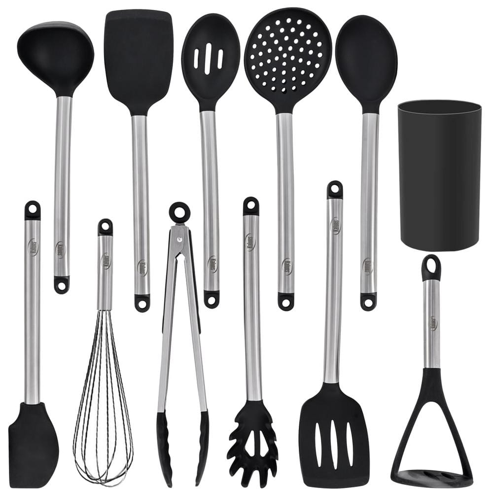 Kaluns Black Utensils Wood And Silicone Cooking Utensil Set (Set of 21)  HD-WSU21-B - The Home Depot