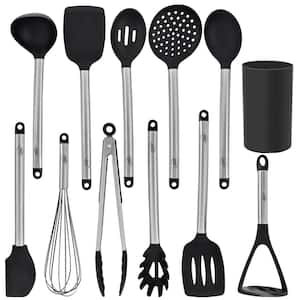 Black Stainless Steel and Silicone Kitchen Utensils (Set of 12)