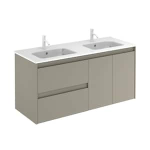 Ambra 47.5 in. W x 18.1 in. D x 22.3 in. H Single Sink Bath Vanity in Matte Sand with Gloss White Ceramic Top