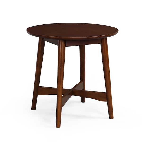 Noble House Hiland 23.75 in. Walnut Round MDF End Table
