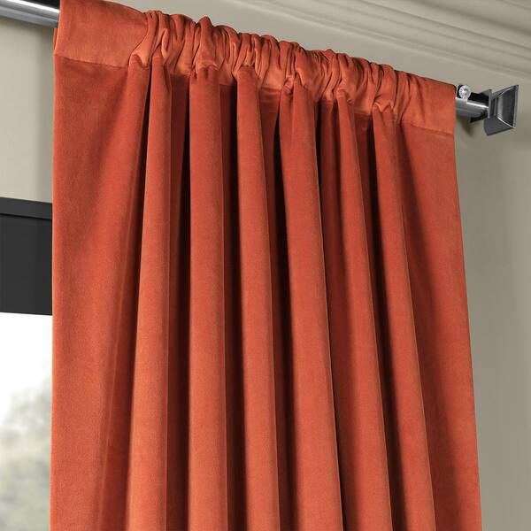 Exclusive Fabrics Furnishings Burnt Pumpkin Velvet Rod Pocket Blackout Curtain 50 In W X 108 L 1 Panel Vpch 180408 Exclusive Fabrics Furnishings Burnt, Pumpkin Coloured Curtains