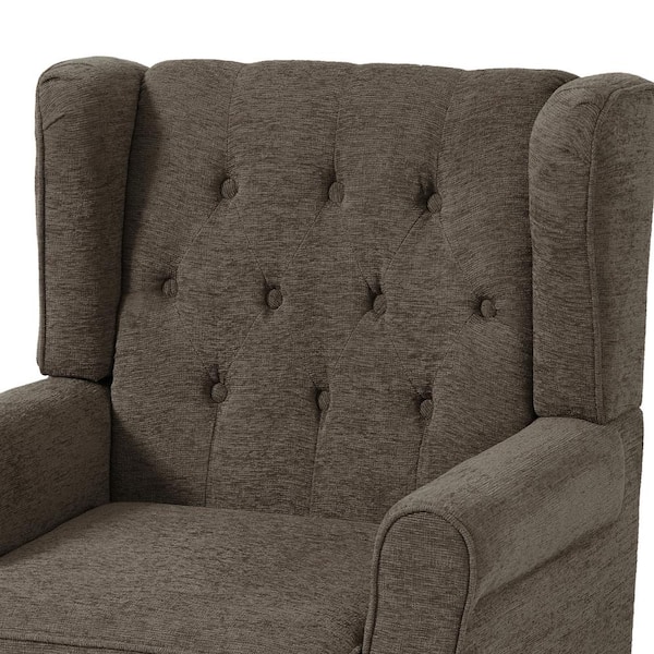 【つばめ】OARKS ARM CHAIR① Uixe Modern Taupe Linen Upholstered Button High Back Accent Arm