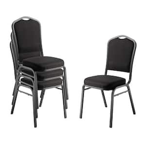 9300-Series Ebony Black Seat / Black Frame Deluxe Fabric Upholstered Stack Chair (4-Pack)