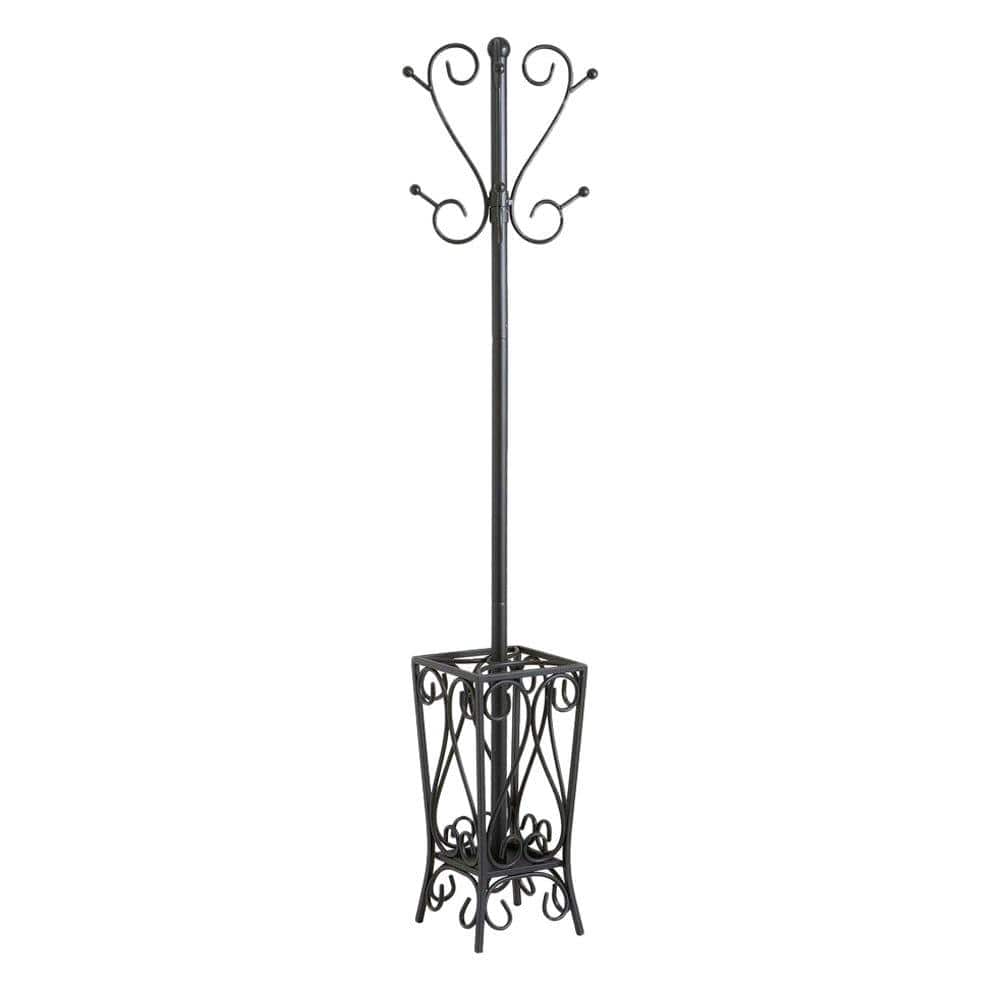 8Hook Scrolled Metal Coat Rack with Umbrella Storage in BlackHP3192 The Home Depot