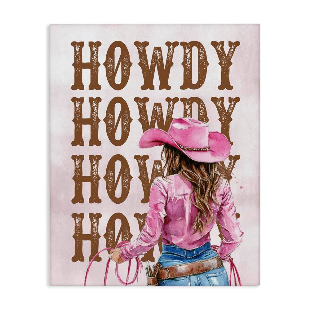 Pink and Brown Howdy Cowgirl by Lettered and Lined Unframed People Graphic Art Print 30 in. x 24 in. price history on PriceWatchPro