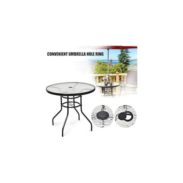 accessories for umbrella hole in patio table SenQWFa Thicker Black PVC Patio Table Umbrella Hole Ring Plug Cap Set for Outdoor Cafes Camping Milk Tea Shops Insert Cover