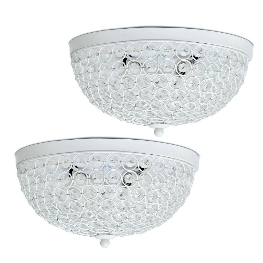 Elegant Crystal Harmony 4-Light White Flush Mount Ceiling Fixture