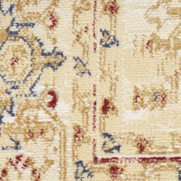 5 ft. x 7 ft. Beige and Ivory Medallion Power Loom Distressed Area Rug