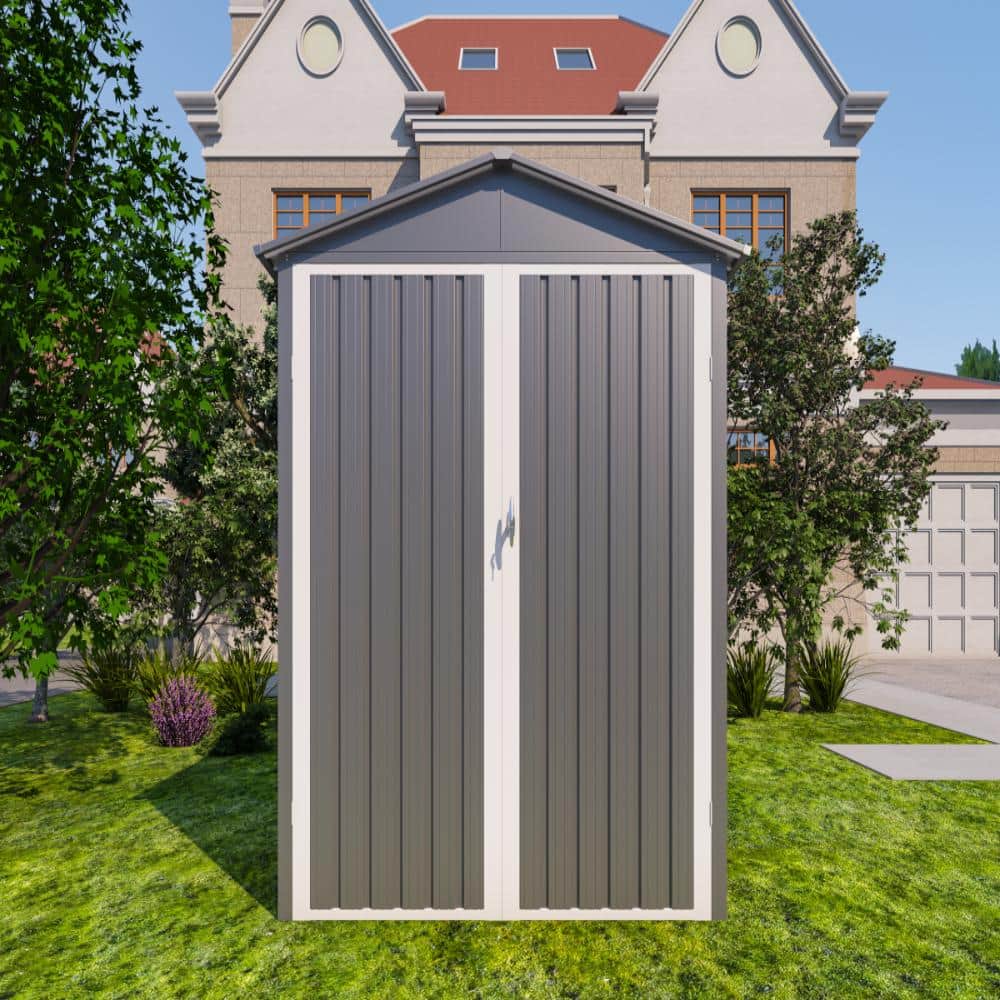 Grey Motorcycle Outdoor Steel Storage Shed With Window,without