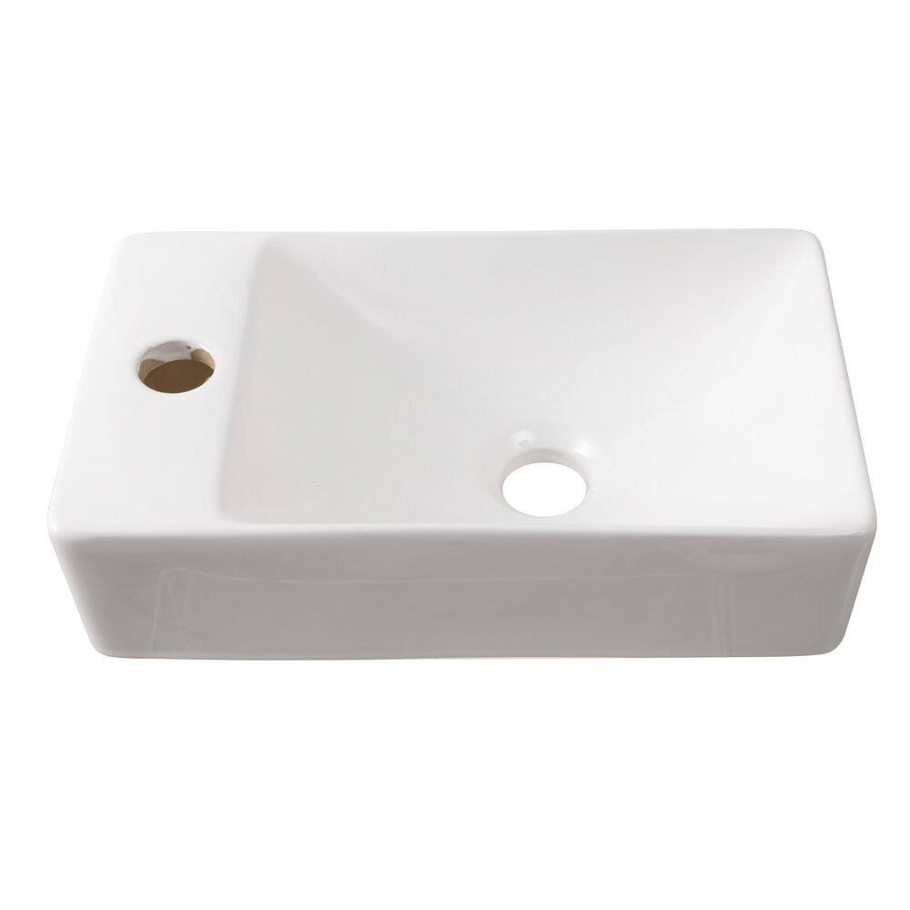 Felix 15 in. W x 8 in. D Modern Wall Mounted Rectangular Ceramic Mini Sink, Left-Side Faucet, White price history on PriceWatchPro