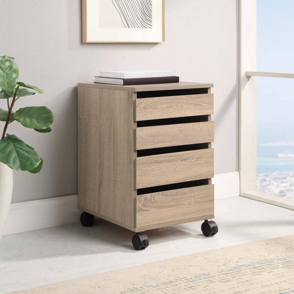 Holly River Oak 4-Drawer Mobile Storage Cart