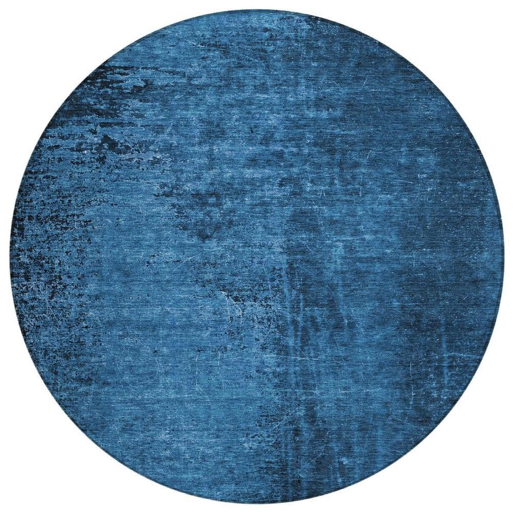 Navy Blue 8 ft. Round Woven Abstract Round Indoor/Outdoor Area Rug price history on PriceWatchPro