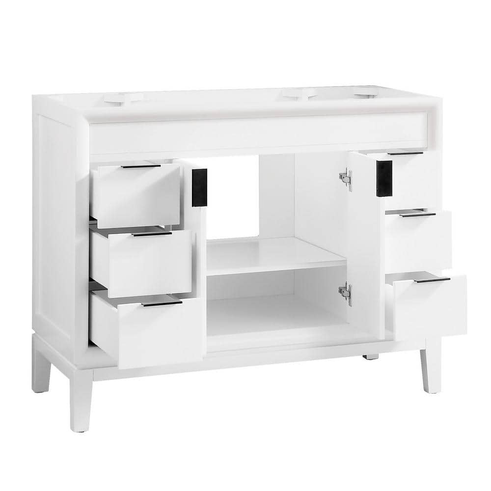 Emma 42" White Solid Wood Freestanding Vanity Cabinet