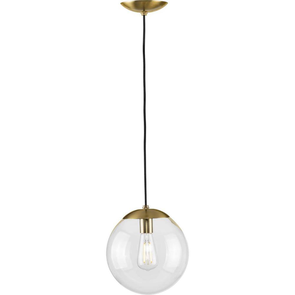 Atwell 1-Light Clear Glass Globe Pendant with Brushed Bronze Finish