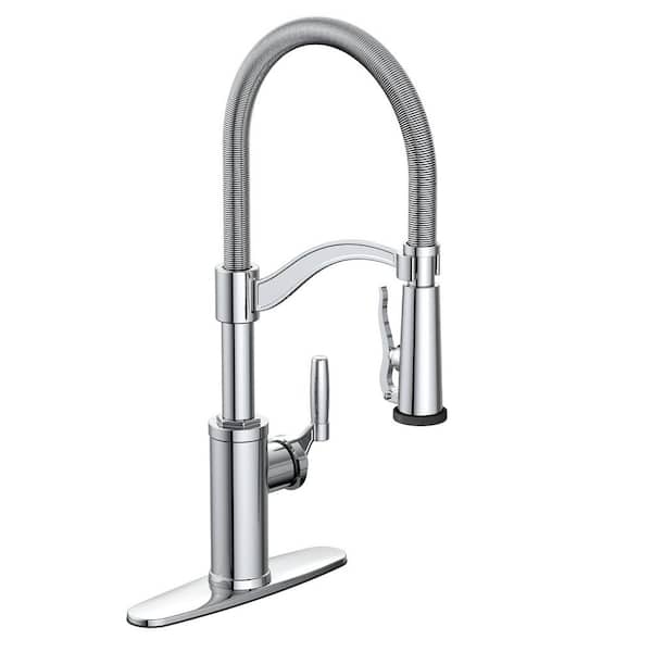 Glacier Bay Bryson Single-Handle Spring Sprayer Kitchen Faucet with Metal Sprayer in Chrome