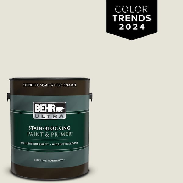 BEHR ULTRA 1 gal. Home Decorators Collection #HDC-NT-21 Weathered White Semi-Gloss Enamel Exterior Paint & Primer