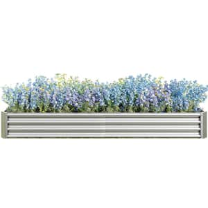 Large 92 in. L Silver Metal Rectangular Outdoor Raised Garden Bed Vegetables Flowers Planter Bed (1-Pack)