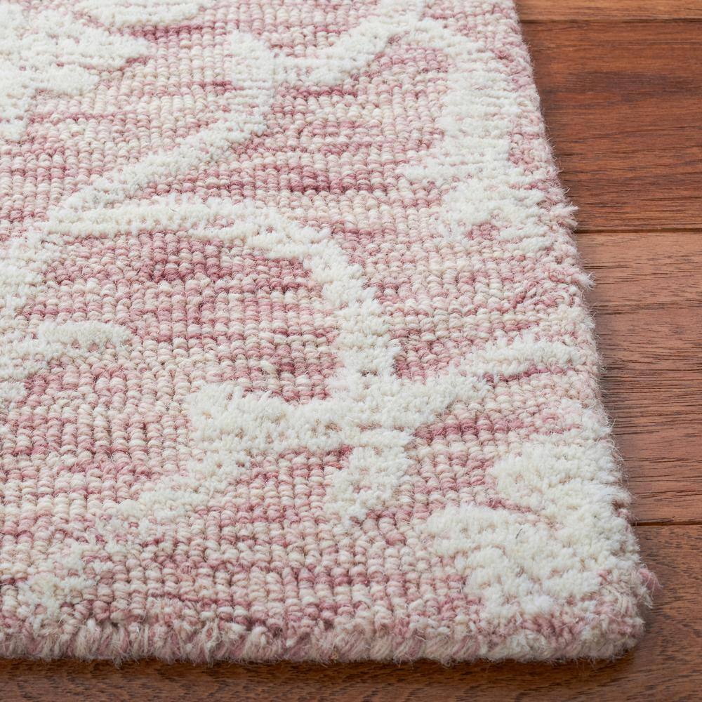 Ivory and Pink Floral Hand-Tufted Wool Area Rug, 8' x 10'