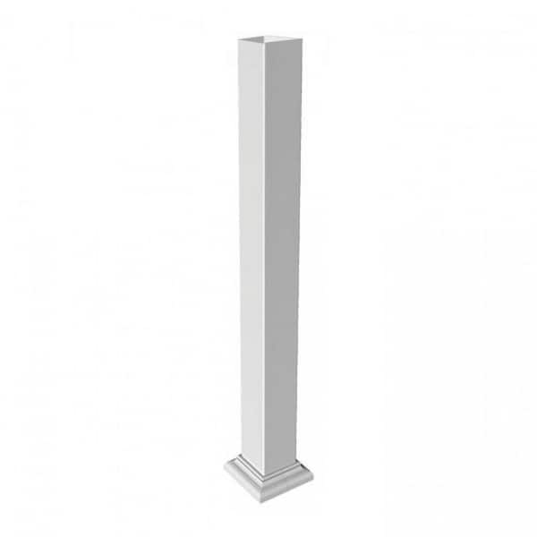 RDI 3-3/4 in. x 3-3/4 in. x 3 ft. Blank White Metal Fence Post Assembly for 36 in. High Railing