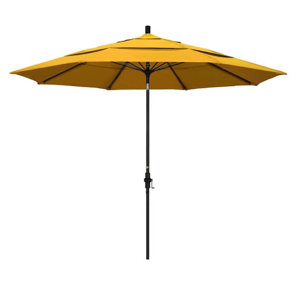 California Umbrella 11 ft. Fiberglass Collar Tilt Double Vented Patio Umbrella in Yellow Pacifica