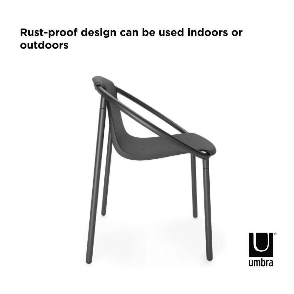ErgoStack Black Metal and Wood Composite Outdoor Lounge Chair