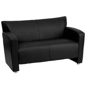 51 in. Black Faux Leather 2-Seater Loveseat with Square Arms