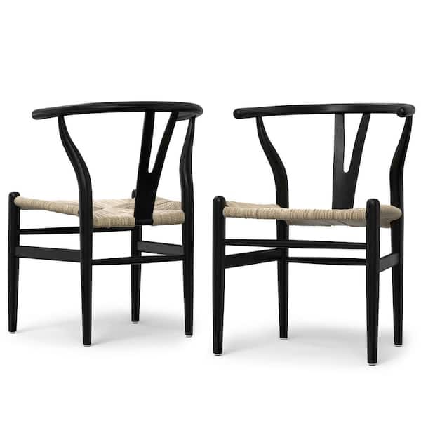 Simpli Home Hershey Mid Century Modern Dining Chair (Set of 2) in Black, Fully Assembled