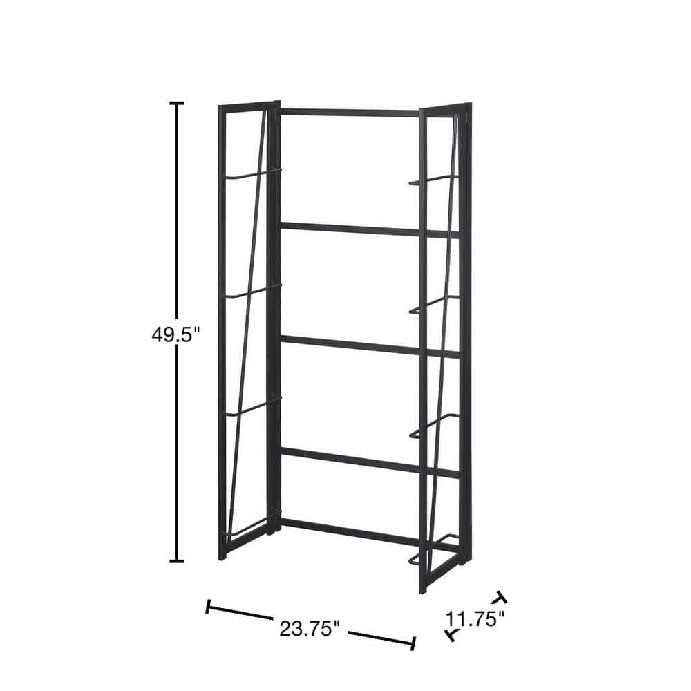 Espresso and Black 4-Tier Folding Bookshelf