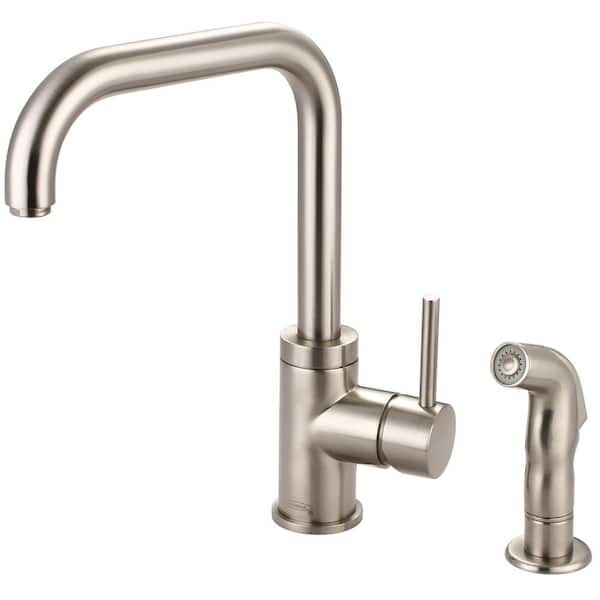 Pioneer Motegi Single-Handle Standard Kitchen Faucet with Side Spray in Brushed Nickel