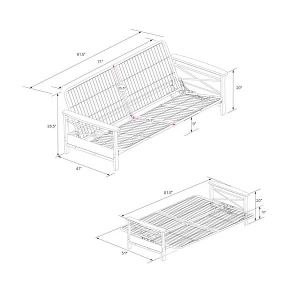 Dhp Nella Metal Full Size Futon Frame, Dhp Twin Over Futon Bunk Bed Instructions Pdf