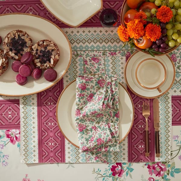 Floral Embroidered Placemat, Beige Linen Placemats, Farmhouse Decor, Red Table Linen, Fabric Placemats offers