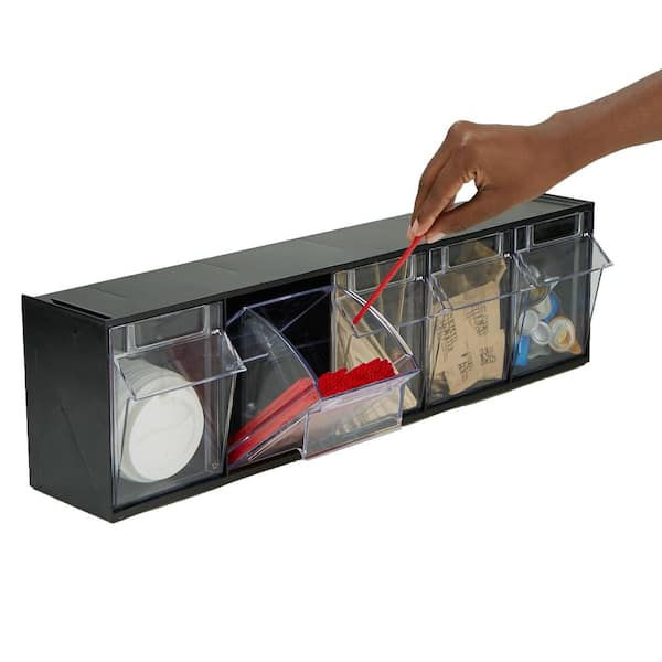 Mind Reader Multi Purpose Storage Tilt Drawer, 5 Compartment Removable Bins,  Tip Out Clear Bins, Black - Bed Bath & Beyond - 22427676