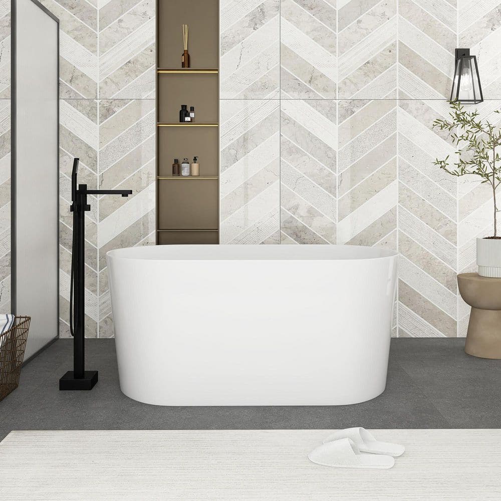 55 in. x 28 in. Acrylic Freestanding Soaking Bathtub in Glossy White price history on PriceWatchPro