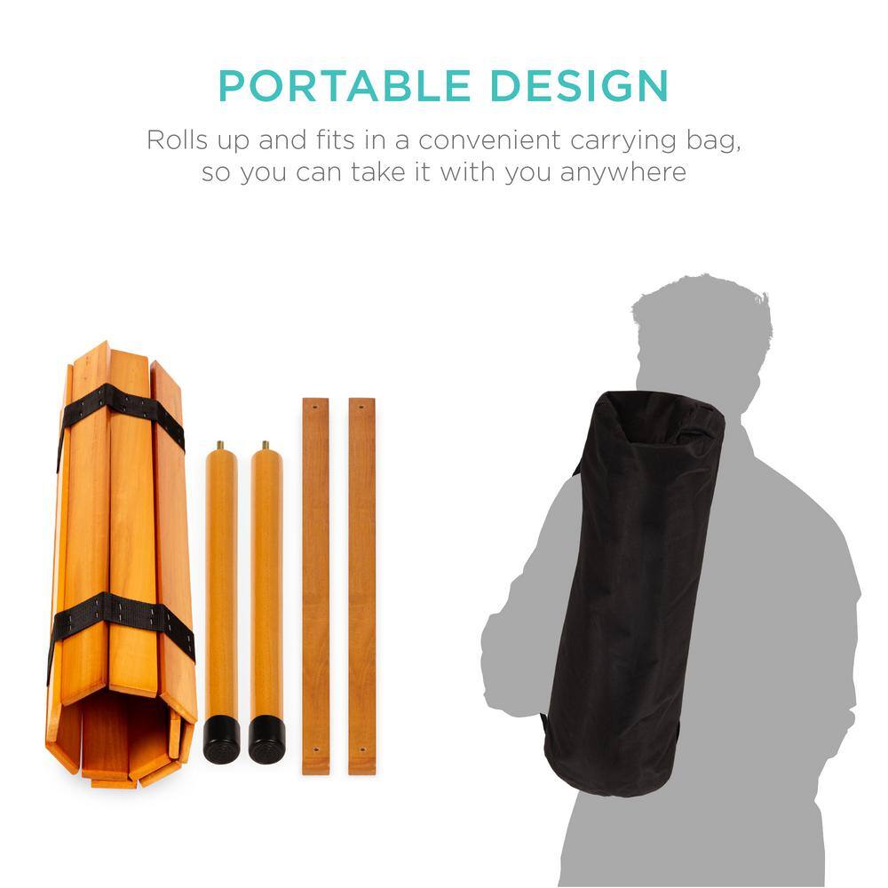 Portable Roll-Up 28.5" Wooden Table for Outdoor & Indoor Use