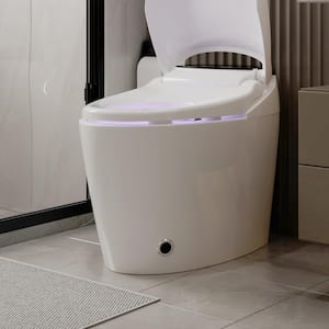 Smart Dual Flush 1-Piece Toilet 1.28 GPF Toilet in White with Massage Cleaning, Digital Display, Sensor Flush, Heated