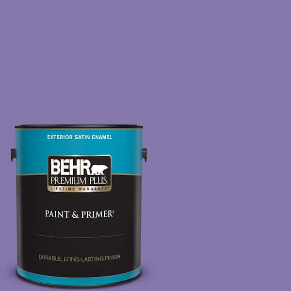 BEHR PREMIUM PLUS 1 gal. #640B-6 Grape Parfait Satin Enamel Exterior Paint & Primer