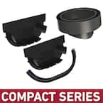 Compact Series End Caps and Bottom Pipe Adapter for Modular Trench and Channel Drain Systems