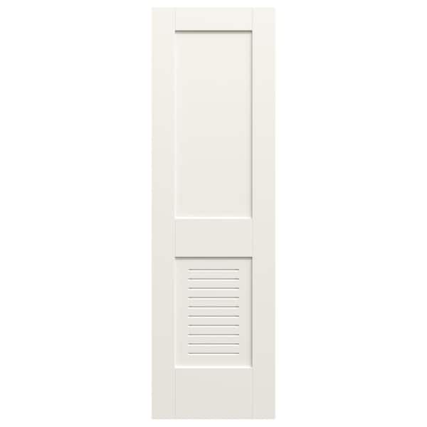 JELD-WEN 24 in. x 80 in. 2 Panel Solid Core White Primed MDF Wood Interior Door Slab with Lower Modern Ventilated Panel Louver