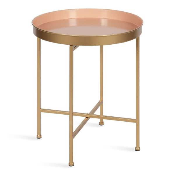 Kate and Laurel Celia 18.37 in. Gold Round Metal End Table
