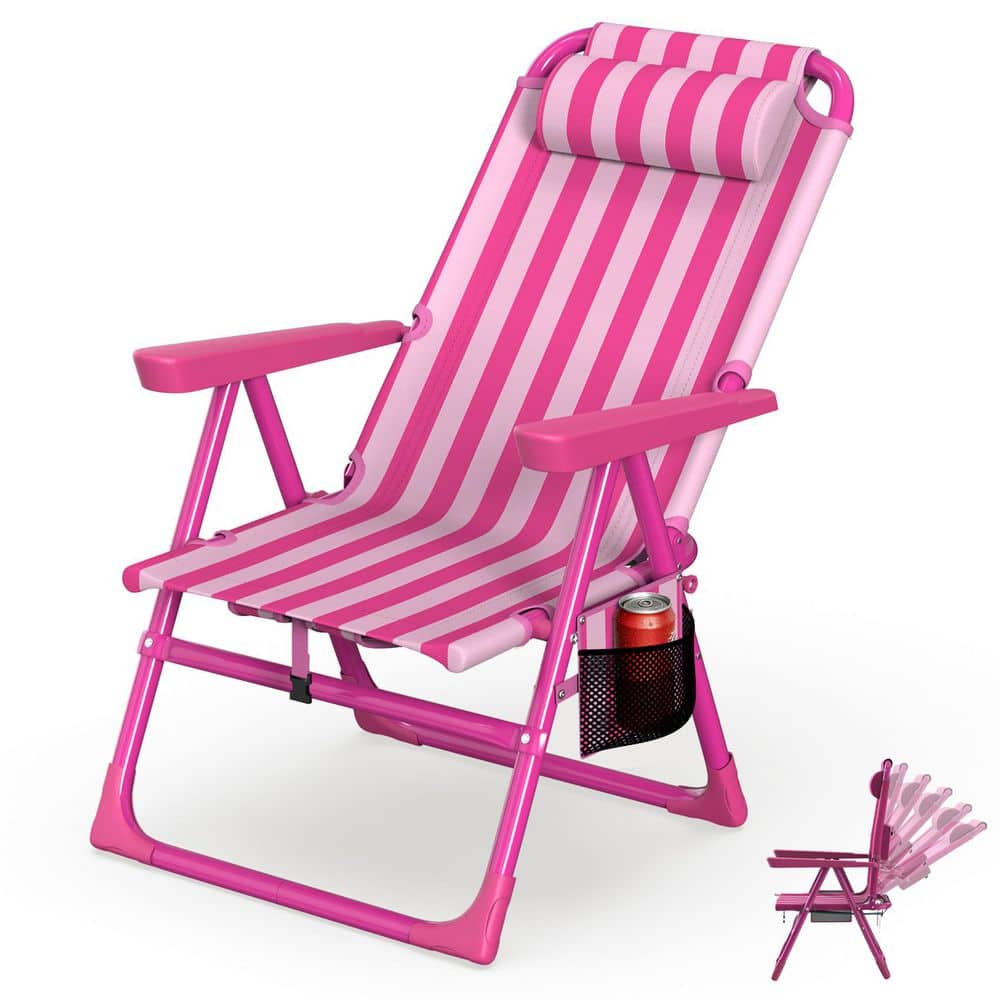 Folding Beach Chair w/ Cup Holder, High-Back Recliner, 350 lbs. Heavy-Duty Metal Outdoor Chair w/ Shoulder Straps price history on PriceWatchPro
