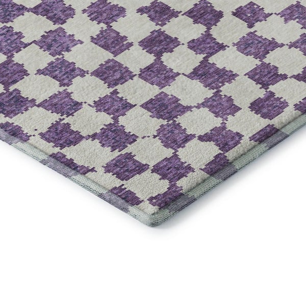 Mayfield Premium Machine Washable Abstract AMF1958 Purple 2 ft. x 3 ft. Accent Rug