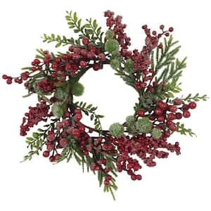 16 in. Red Frosted Berry and Pine Artificial Christmas Wreath